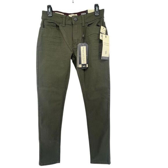 Scott James Men’s Army Green Natural Stretch Slim Fit 5-Pocket Style Jeans 30/30 - Picture 1 of 17